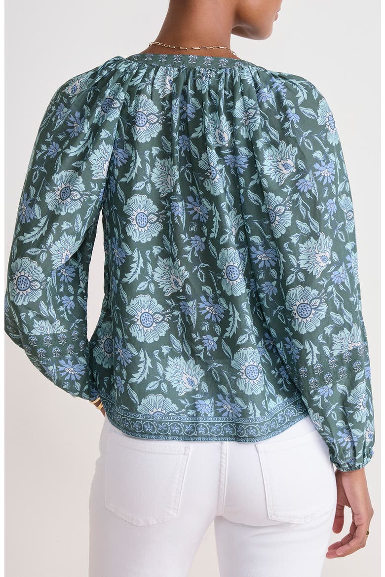 Print Split Neck Popover Top, Alternate, color, EDIE FLORAL BALSAM