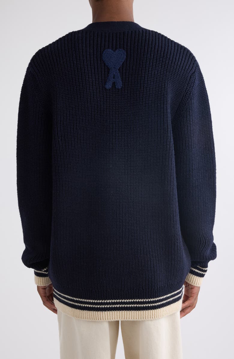 AMI PARIS Collegiate Virgin Wool Cardigan, Alternate, color, 