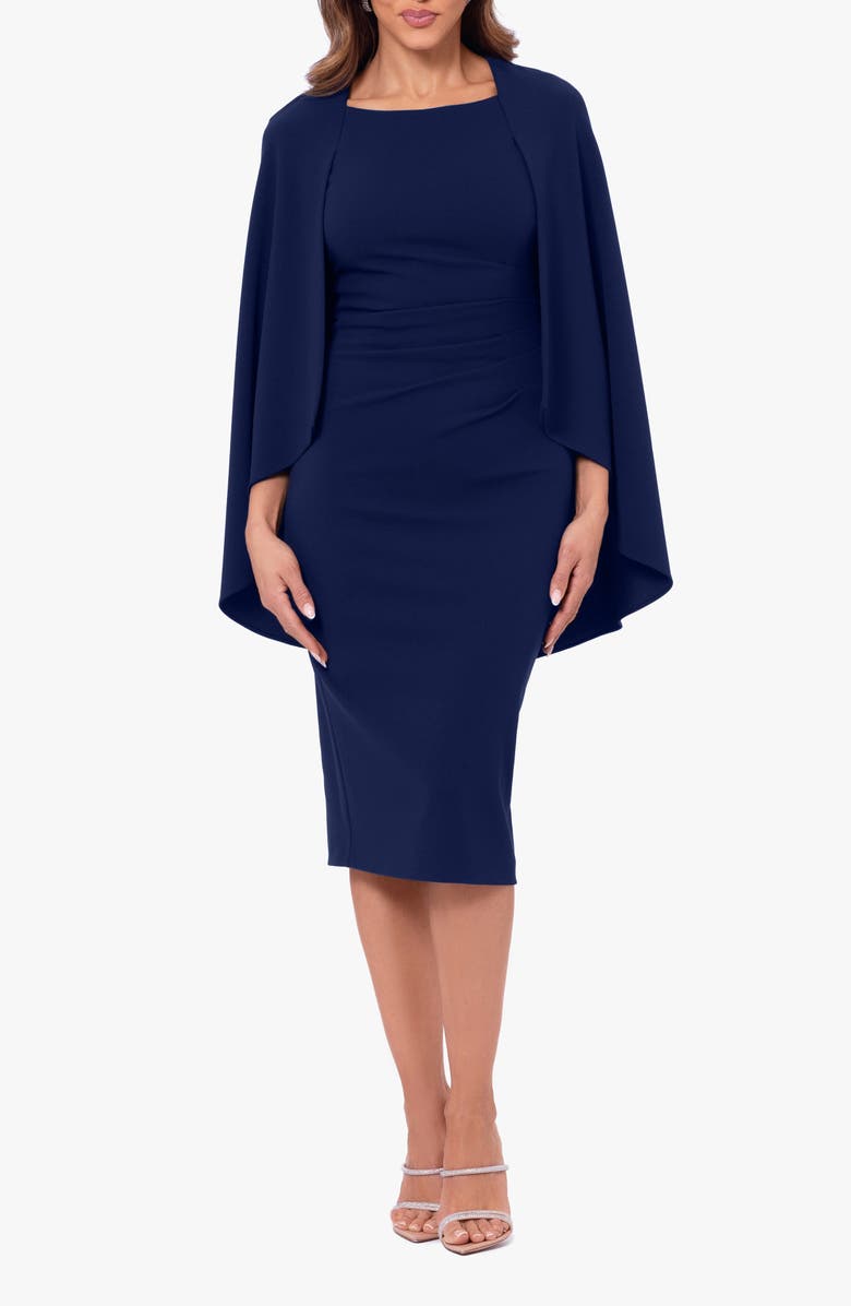 Betsy & Adam Cape Sheath Dress, Main, color, 