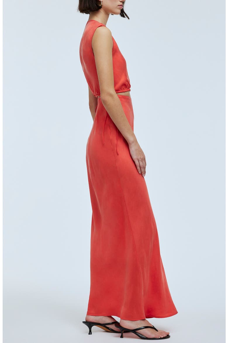 Modular Sleeveless Cupro Blend Maxi Dress, Alternate, color, FIRE LILY