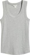 Caslon® Scoop Neck Rib Cotton Tank