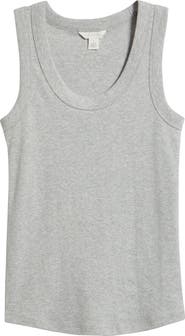 Caslon® Scoop Neck Rib Cotton Tank