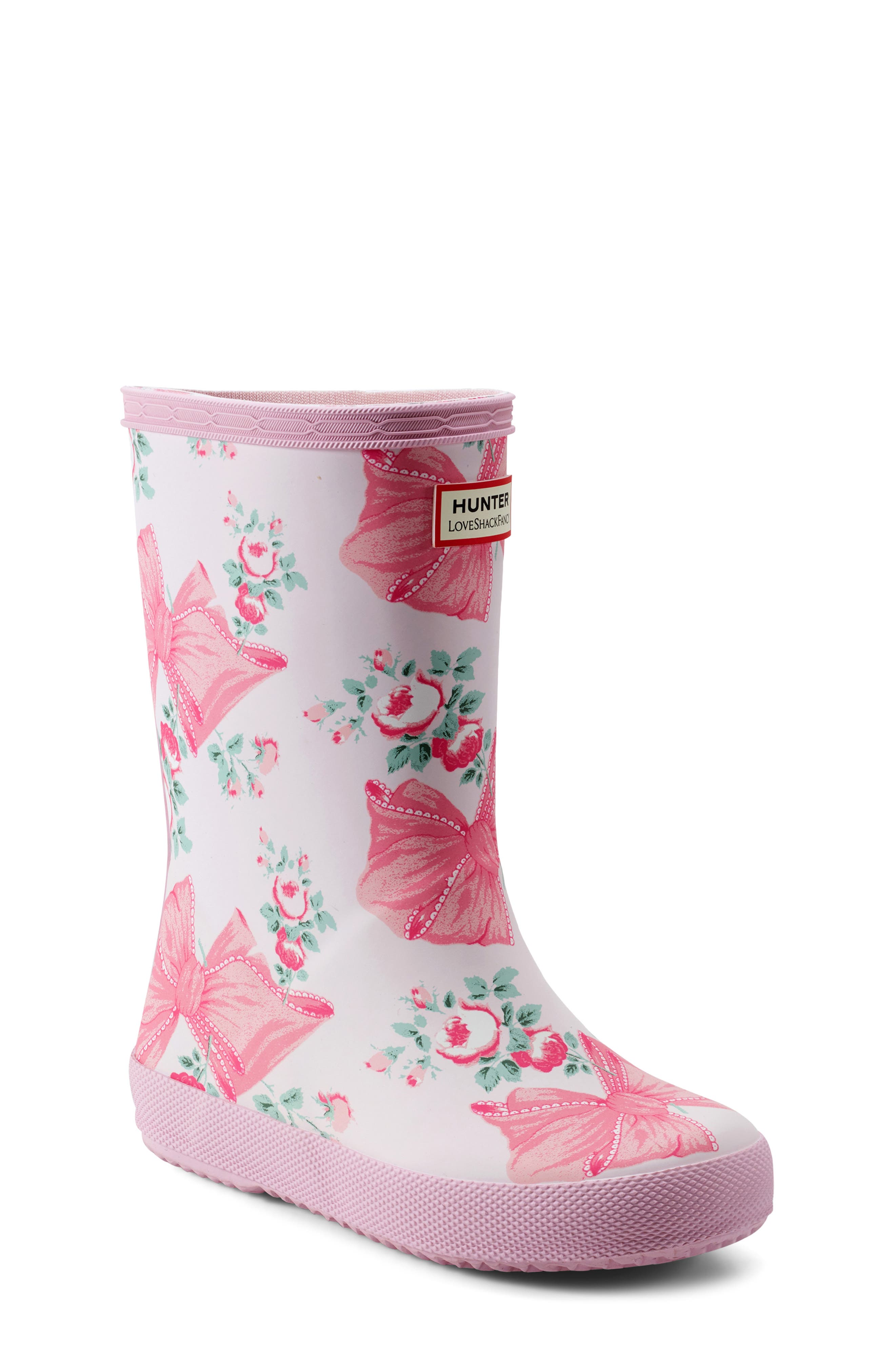 Hunter x LoveShackFancy Kids' First Classic Rain Boot, Main, color, Rosa Beaux  Mint Pink