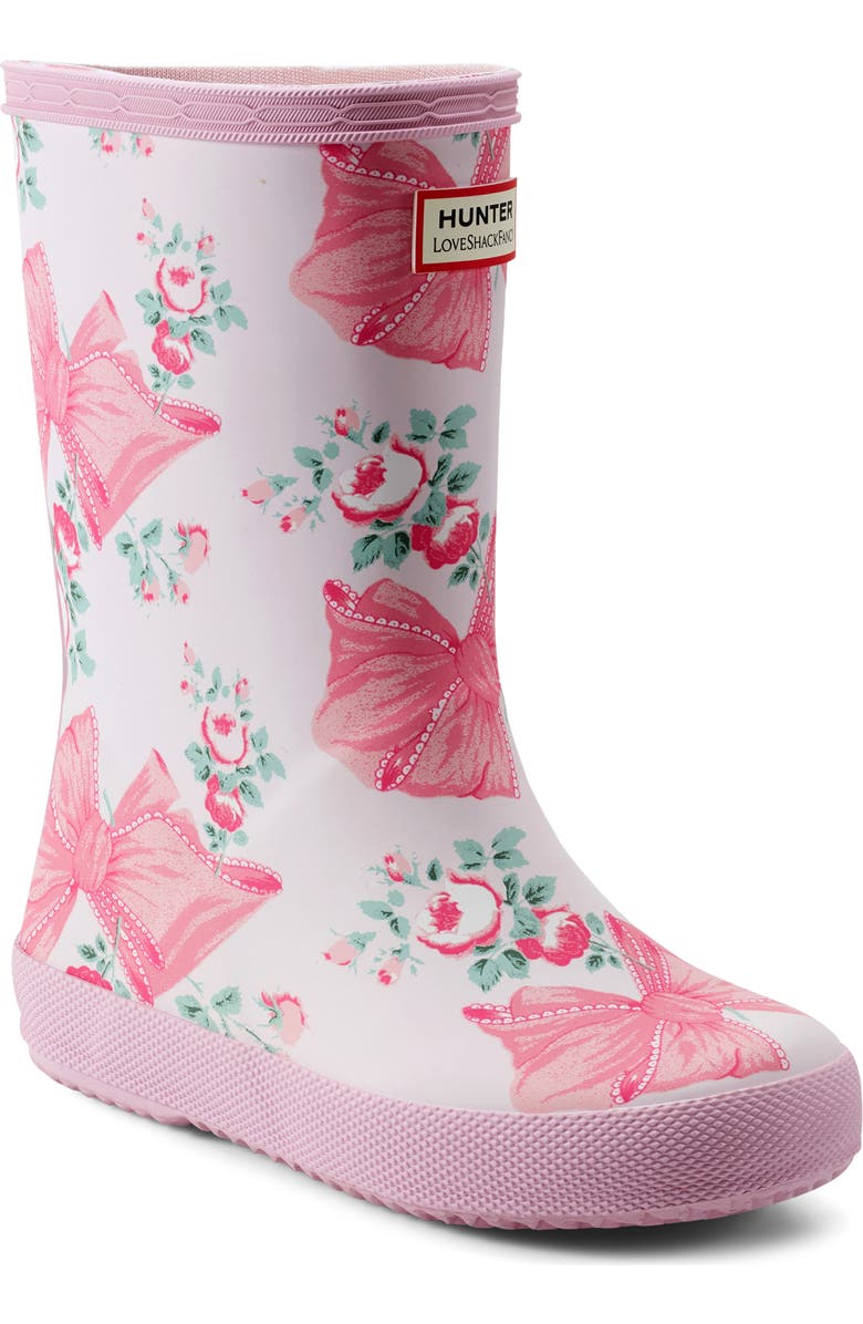 Hunter x LoveShackFancy Kids' First Classic Rain Boot, Main, color, Rosa Beaux Mint Pink