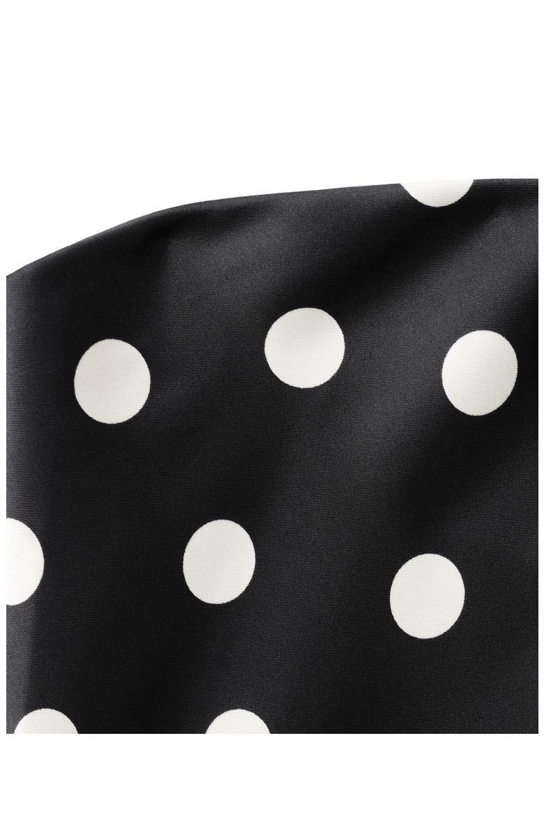 Polka Dot Strapless Midi Dress with Scarf Detail, Alternate, color, BLACK