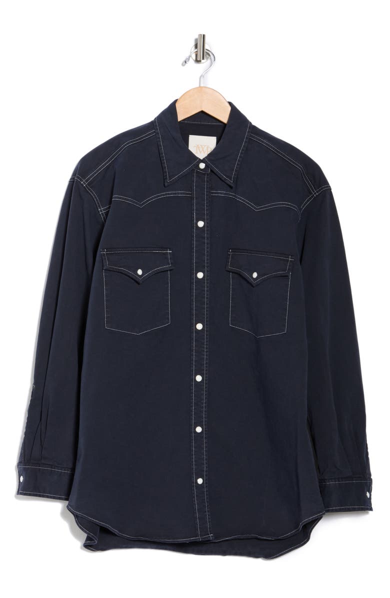 TWP Dutton Oversize Long Sleeve Western Shirt, Alternate, color, Midnight