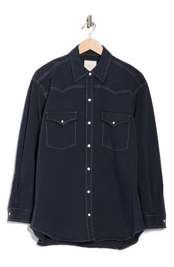 Twp Dutton Oversize Long Sleeve Western Shirt In Blue