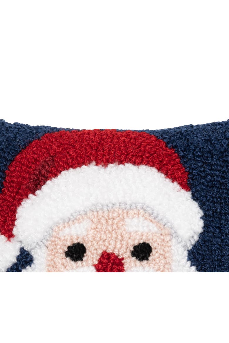 Christmas Santa Wishes Hooked Mini Blue Accent Pillow 8" x 8", Alternate, color, Blue