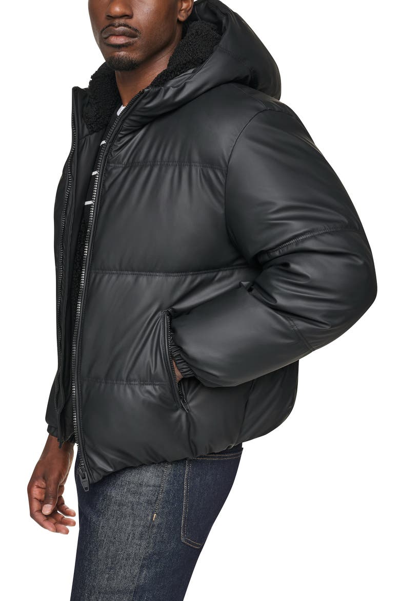 Water Resistant Hooded Puffer Jacket, Alternate, color, BLACK