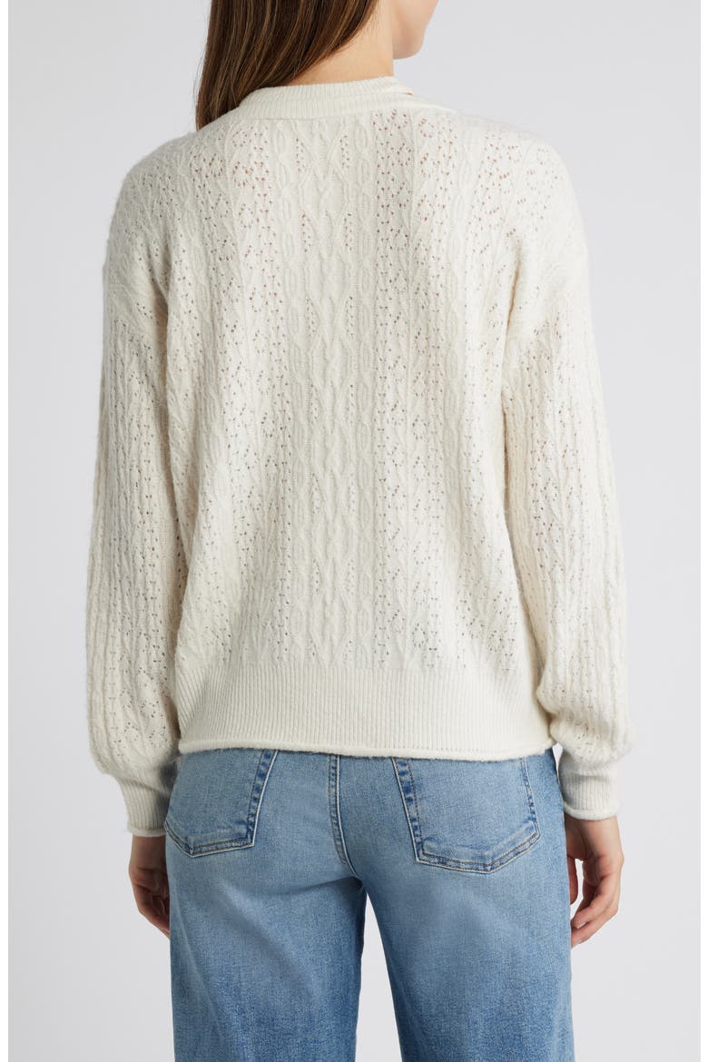 V-Neck Sweater with Bib, Alternate, color, OFF WHITE
