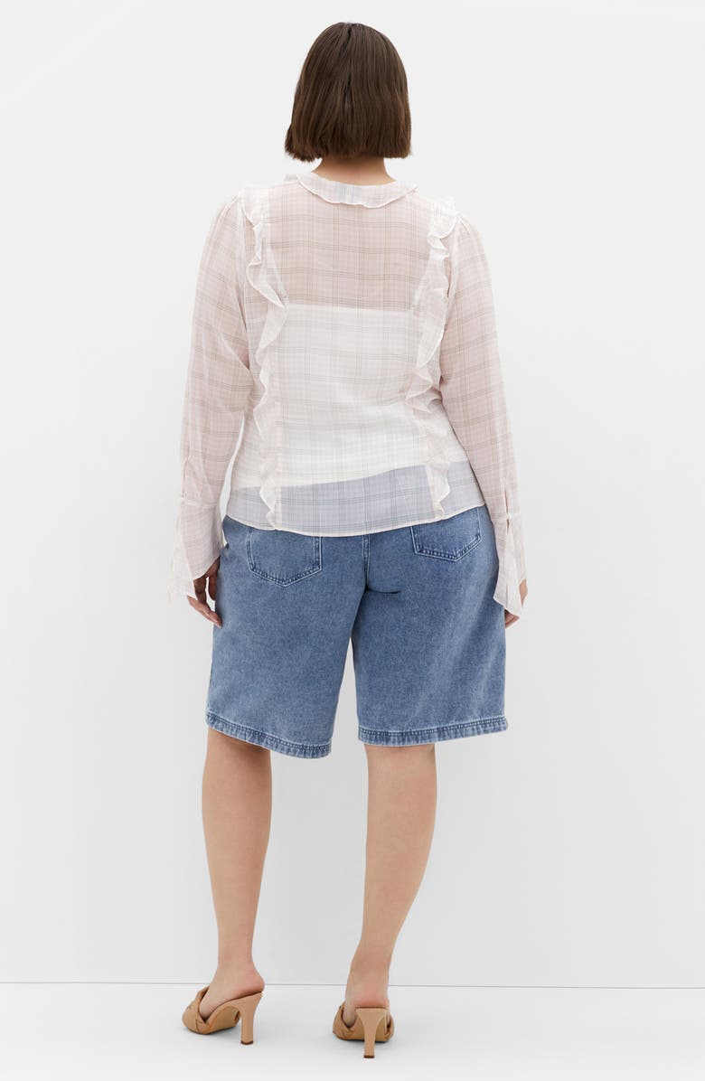 City Chic Sweet Nothings Ruffle Top, Alternate, color, Mini Check