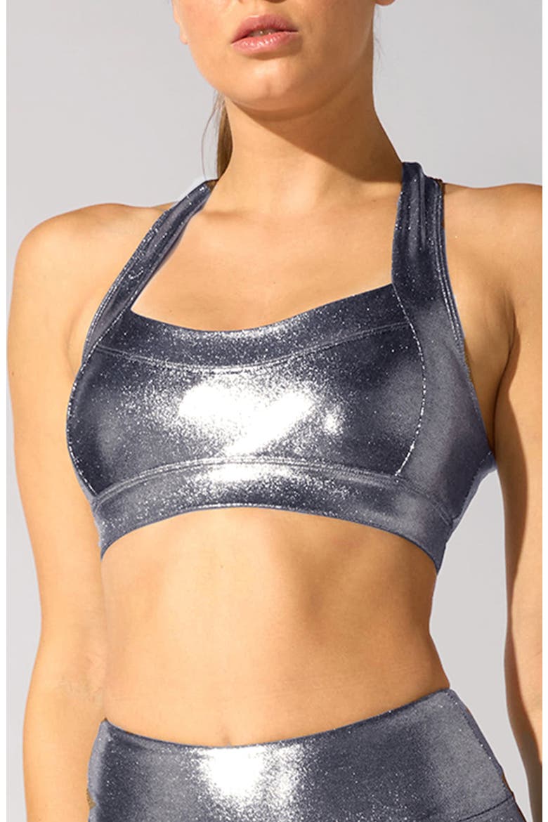 Cutout Racerback Sports Bra, Main, color, PLATINUM