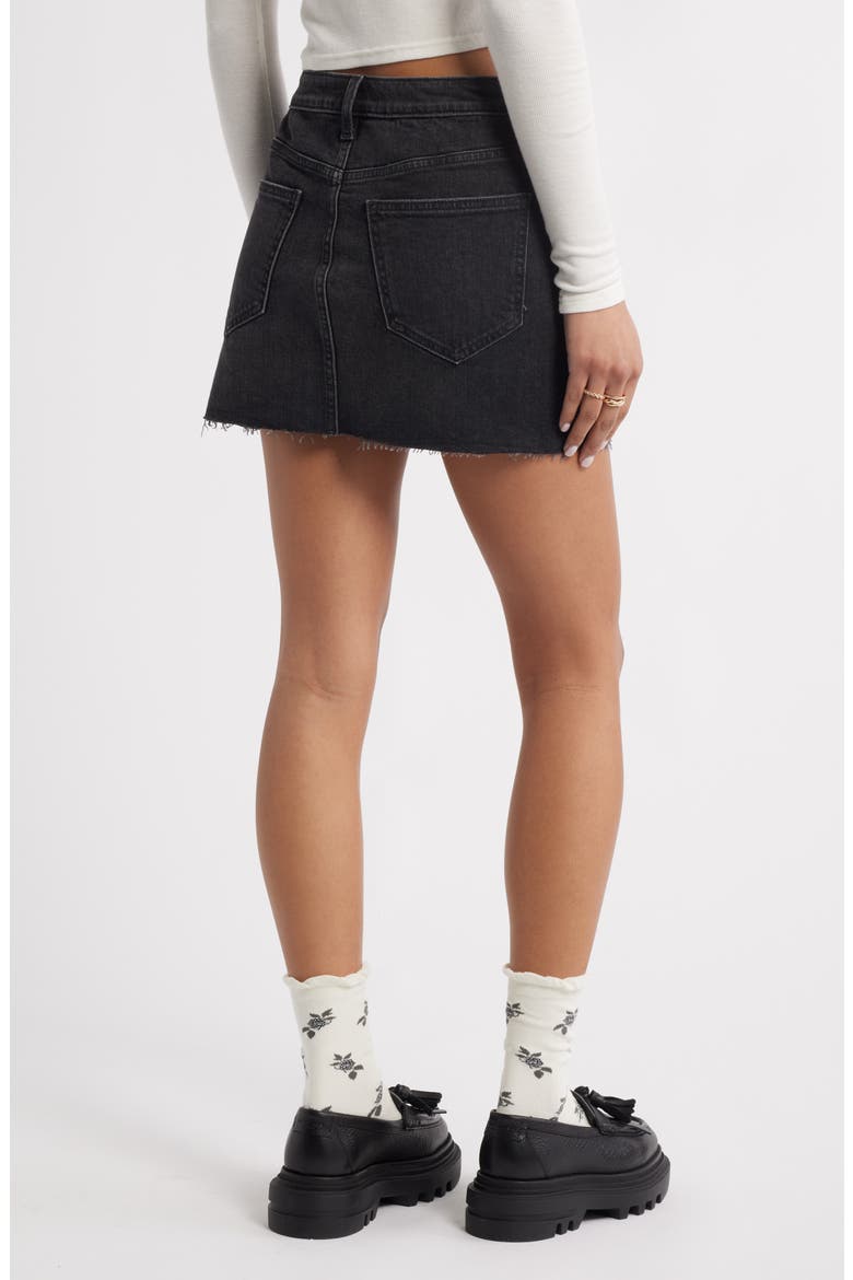 Raw Hem Denim Miniskirt, Alternate, color, WASHED BLACK