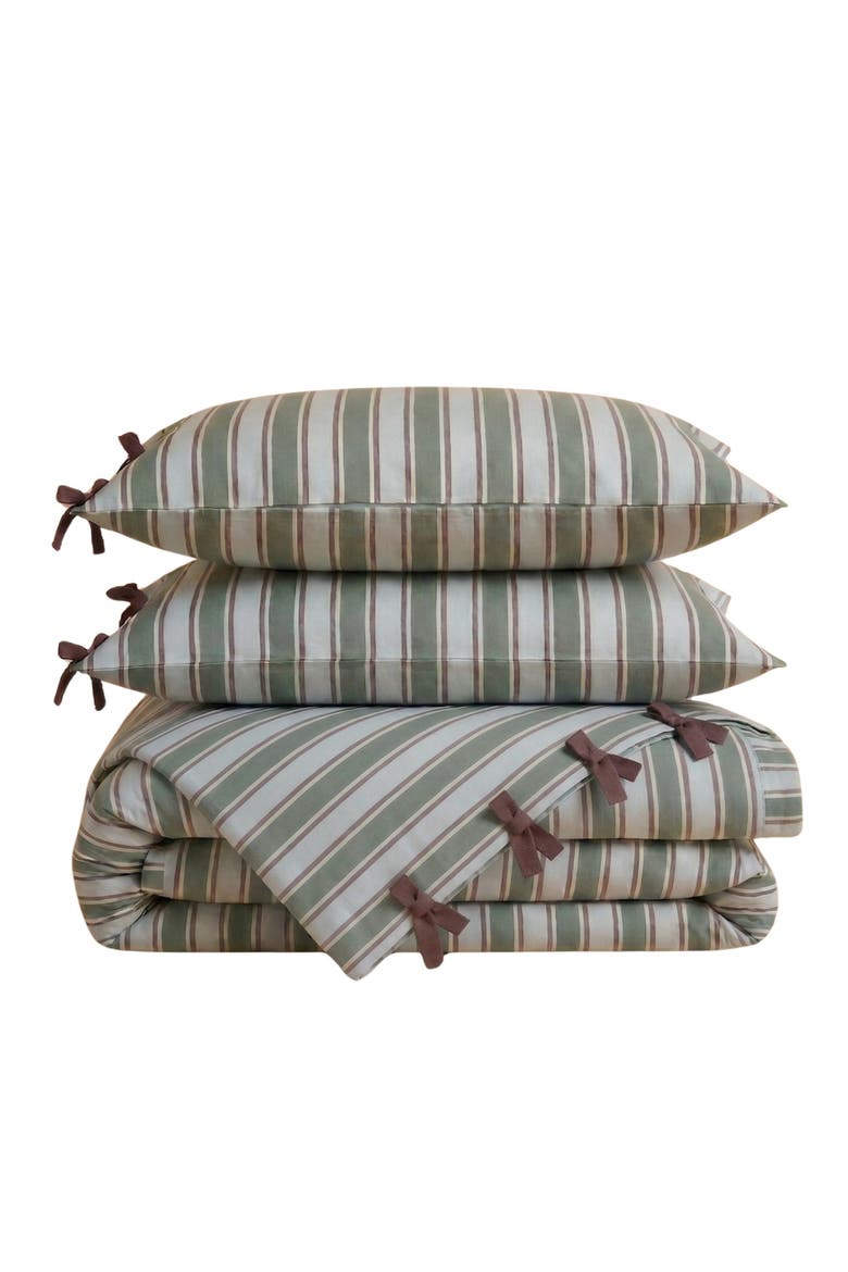 Cotton Striped Bedding Set, Main, color, Blue Stripe