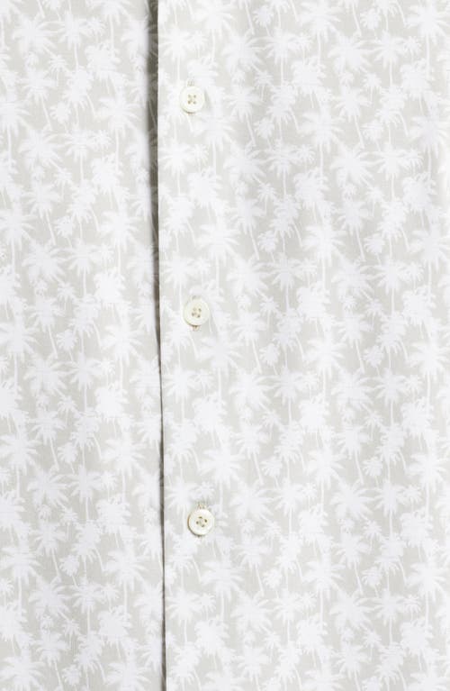 Bugatchi Miles Ooohcotton® Palm Tree Print Short Sleeve Button-up Shirt In Sand