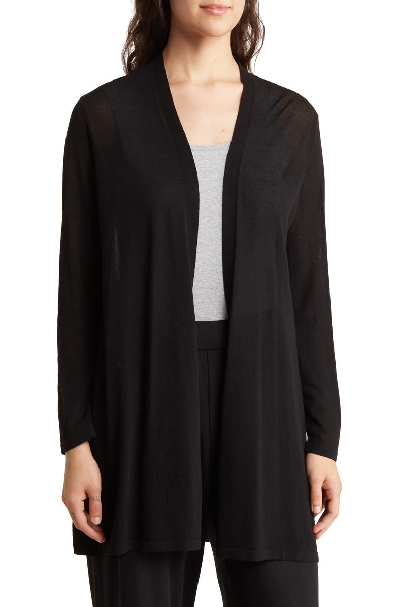 Eileen Fisher Basic Organic Cotton Cardigan, Main, color, Black