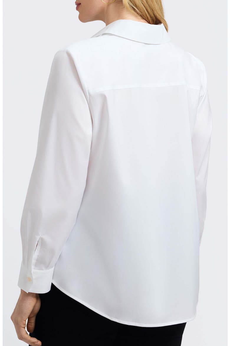 Marlee Leopard Trim Cotton Blend Button-Up Shirt, Alternate, color, WHITE