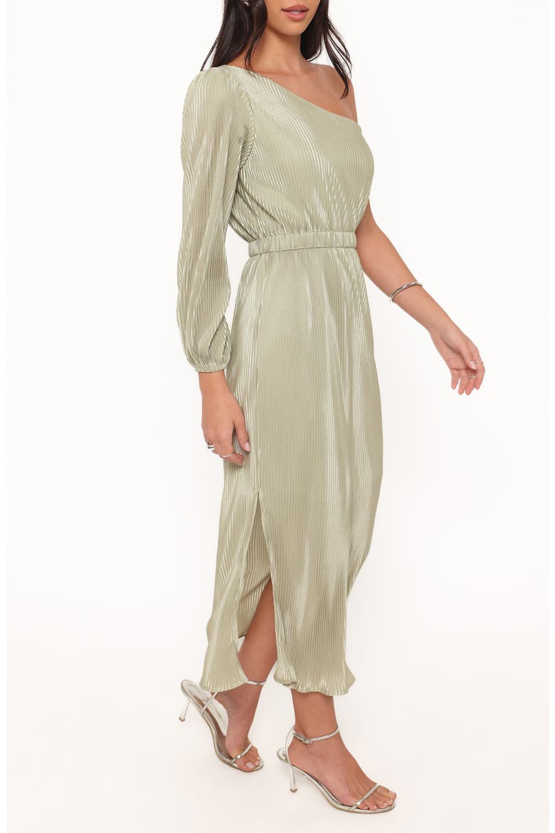Pontee Plissé One-Shoulder Midi Dress, Alternate, color, SAGE GREEN