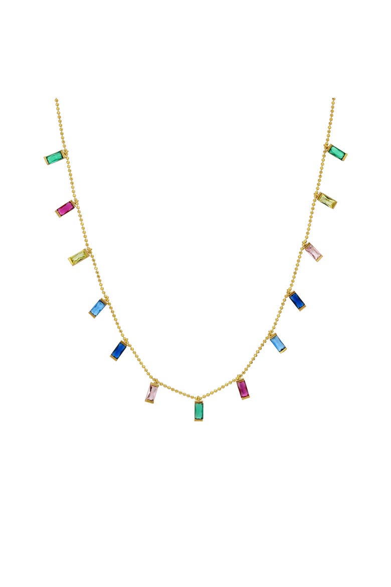 Rainbow baguette drops necklace, Main, color, Multi