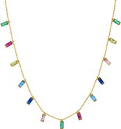 Gemma Azzurro Rainbow baguette drops necklace