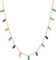 Gemma Azzurro Rainbow baguette drops necklace