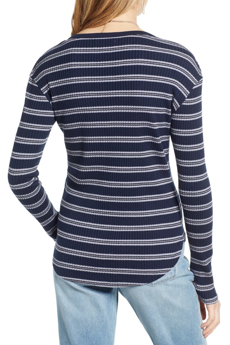Ribbed Henley Top, Alternate, color, NAVY MARITIME MARLA STRIPE