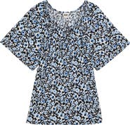 AK ANNE KLEIN Floral Keyhole Peasant Top