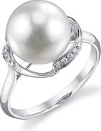 The Pearl Source White South Sea Pearl & Diamond Ruby Ring