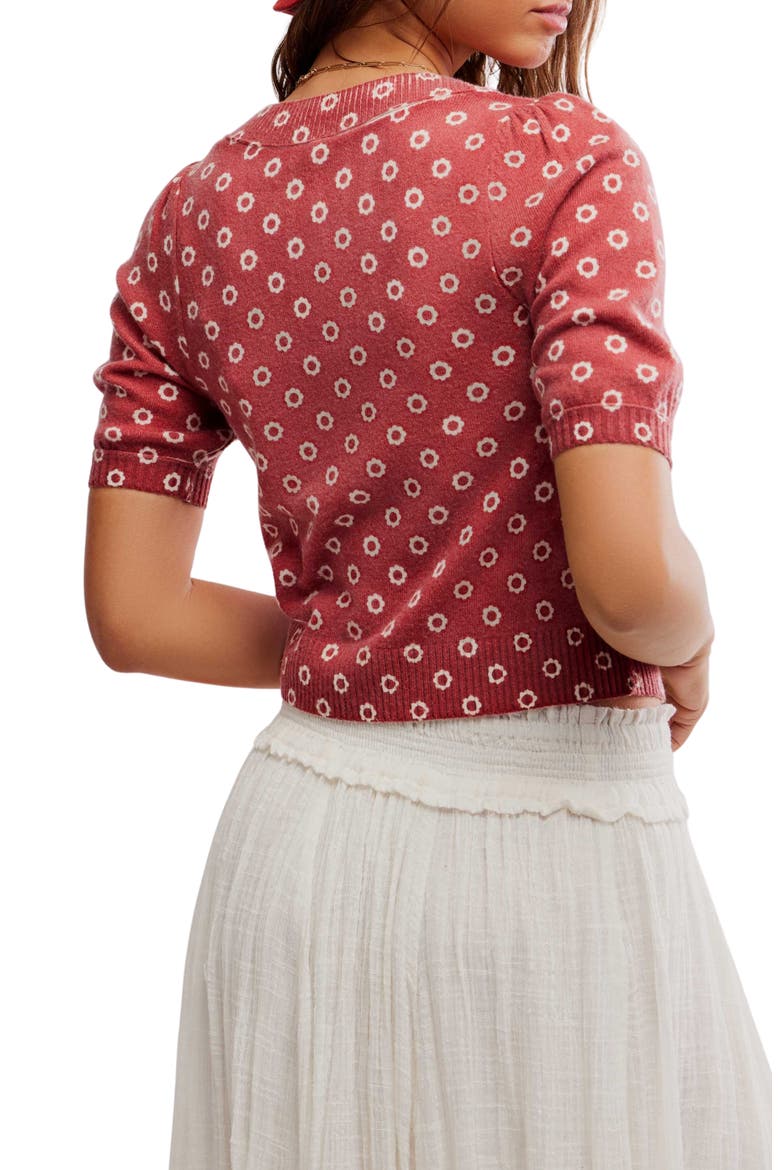 Isla Puff Sleeve Crop Wool & Cashmere Blend Cardigan, Alternate, color, DAISY COMBO