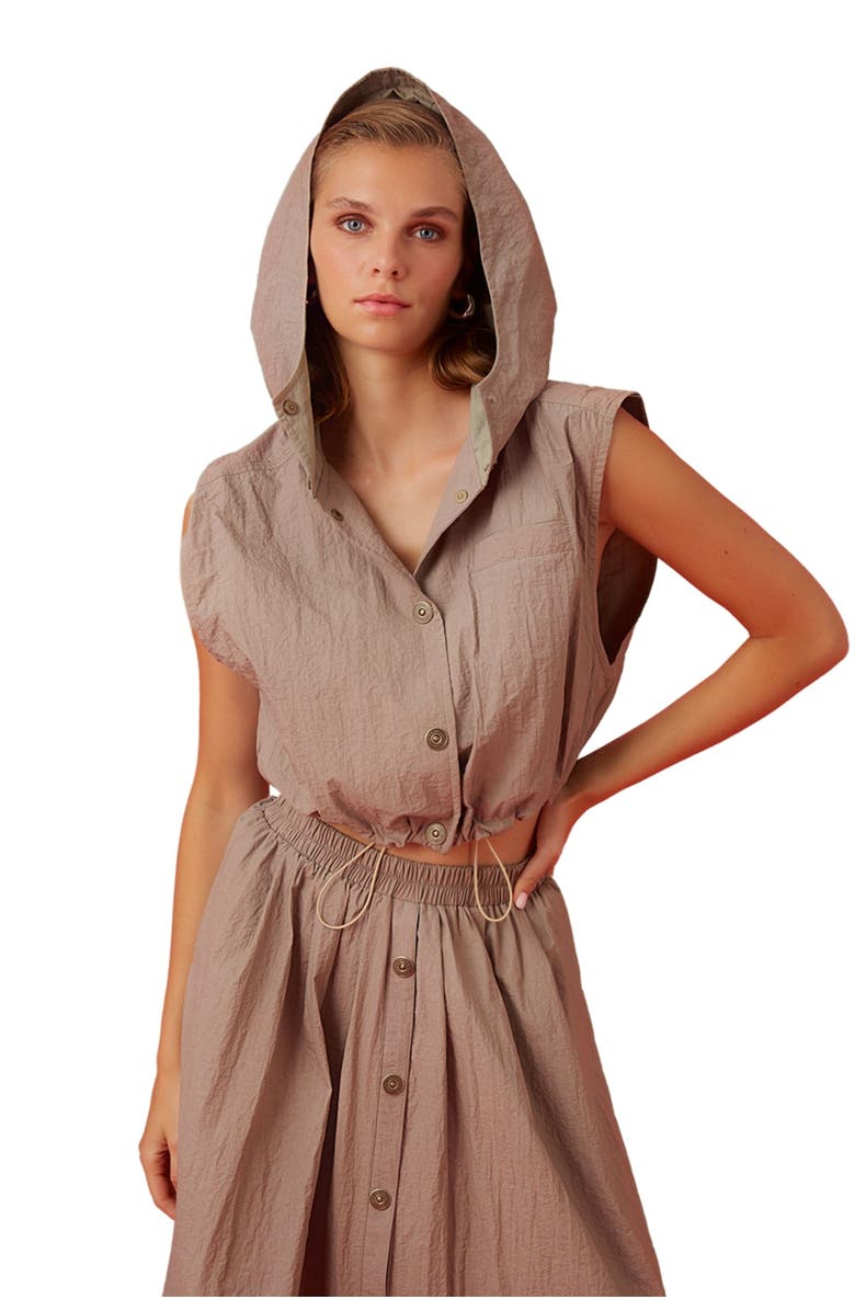 Nocturne Ruffled Hooded Vest, Alternate, color,