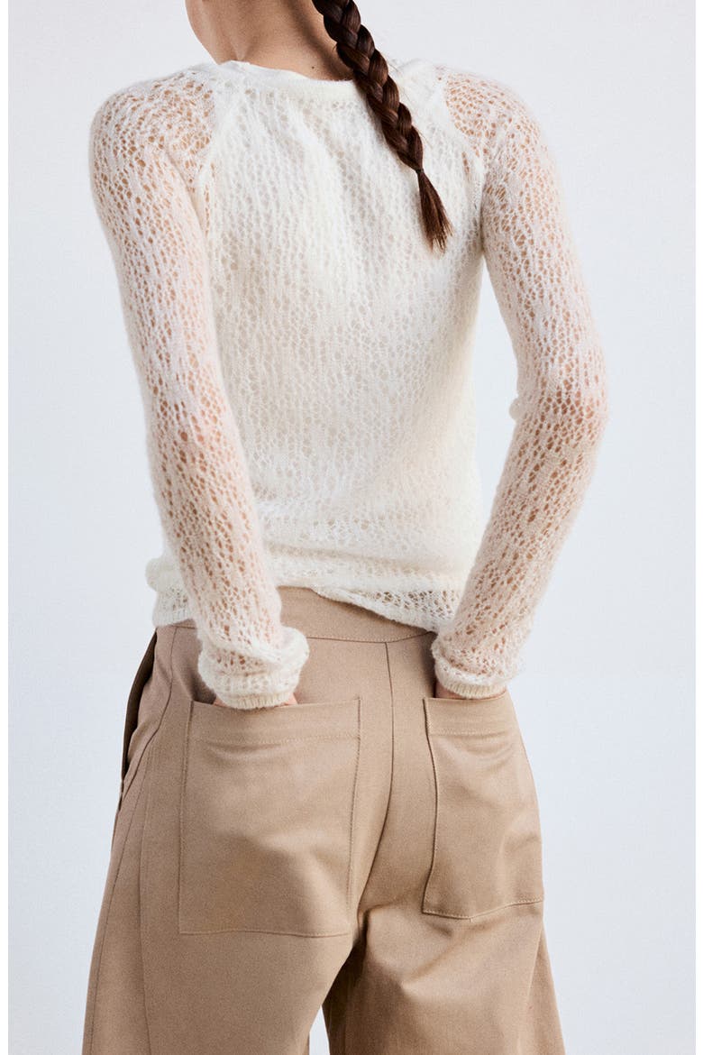 Openwork Knit Layered Sweater, Alternate, color, ECRU