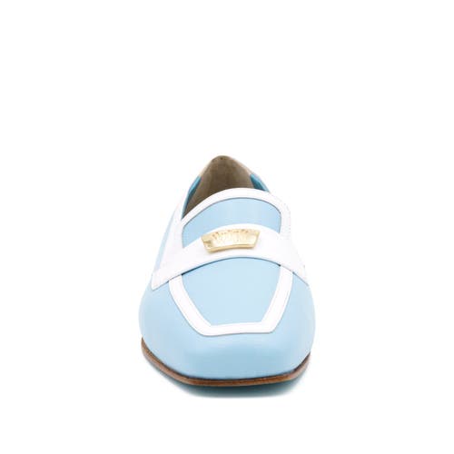 Valentina Rangoni Briseide Flat Loafer With Logo Bit In Lt Jeans/white Parm