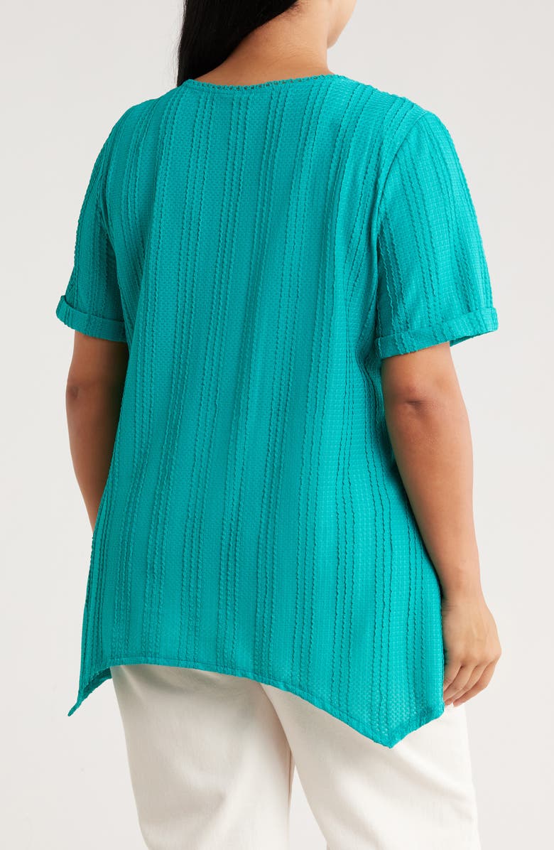 RUBY RD Short Sleeve Textured Knit Top, Alternate, color, Turquoise