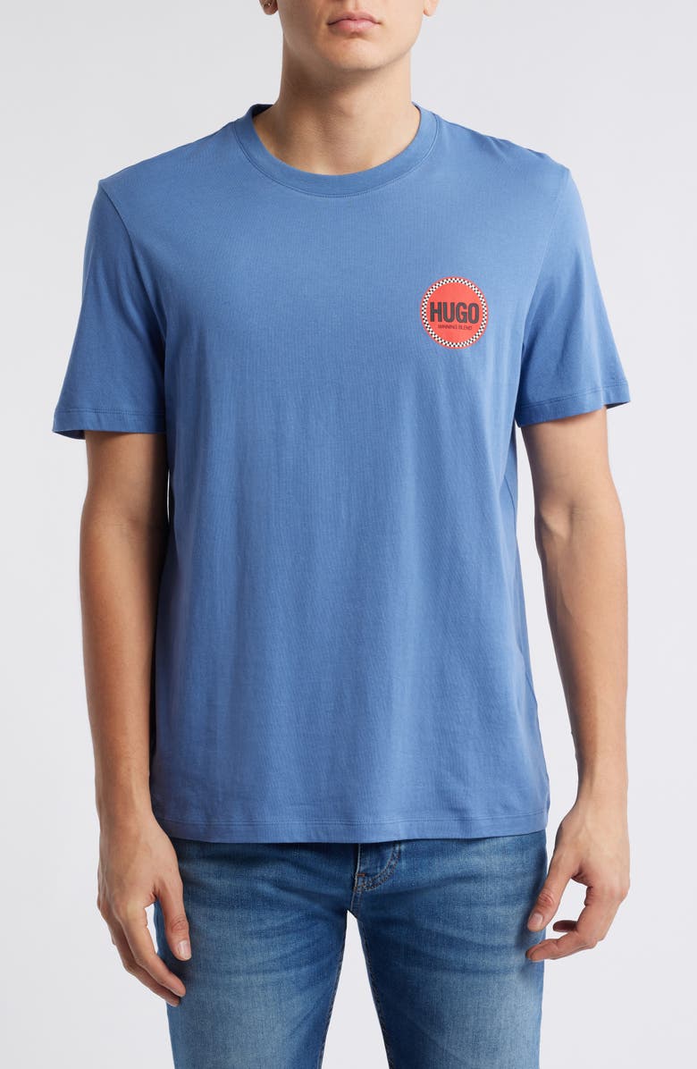 HUGO Danetchorb Logo Graphic T-Shirt, Main, color, Open Blue