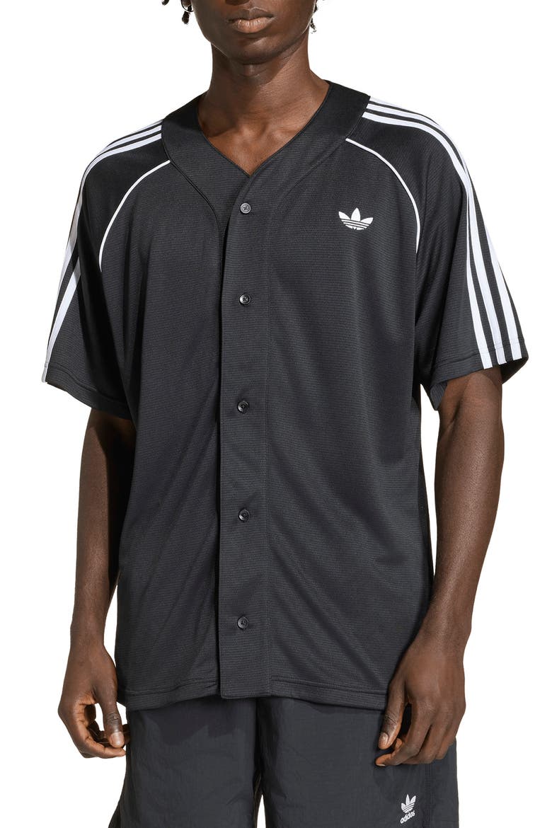 Adicolor Baseball Jersey, Main, color, BLACK/ WHITE/