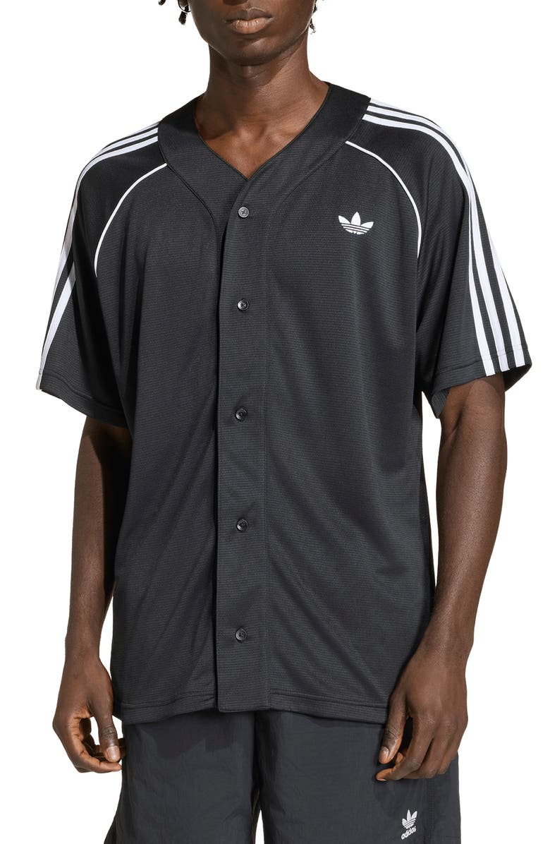 adidas Adicolor Baseball Jersey, Main, color, Black/ White/