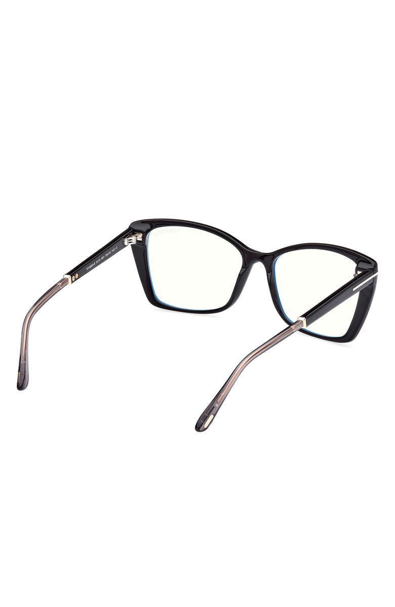 TOM FORD 55mm Butterfly Blue Light Blocking Optical Glasses, Alternate, color, Black Rose Gold / T Logo