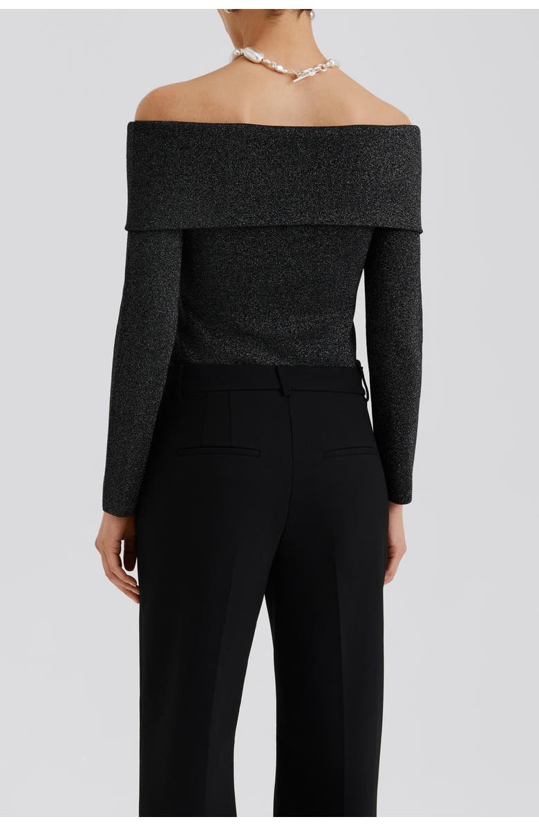 Malina Cirella Knitted Off Shoulder Top, Alternate, color, Black Metallic