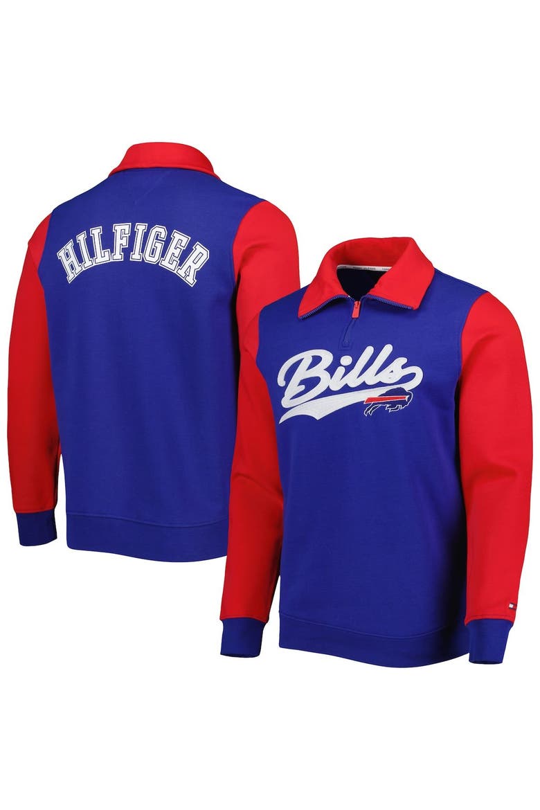 Men's Tommy Hilfiger Royal/Red Buffalo Bills Aiden Quarter-Zip Sweatshirt, Main, color, Royal