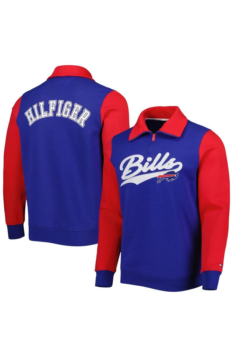 Tommy Hilfiger Men's Tommy Hilfiger Royal/Red Buffalo Bills Aiden Quarter-Zip Sweatshirt, Main, color, Royal