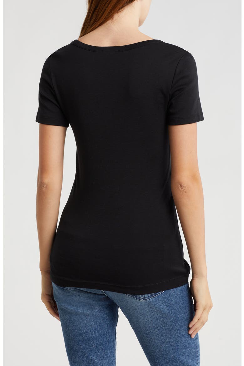 Cotton V-Neck T-Shirt, Alternate, color, BLACK