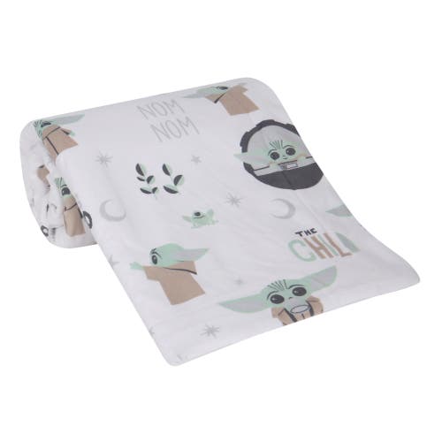 Lambs & Ivy Star Wars The Child/baby Yoda/grogu Minky/fleece Baby Blanket In White
