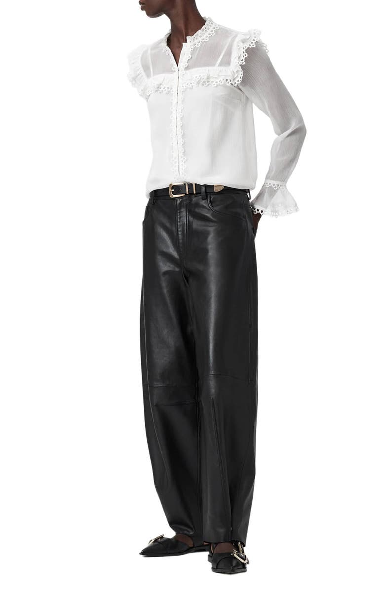 AllSaints Ciara Ruffle Shirt, Alternate, color, Vintage White