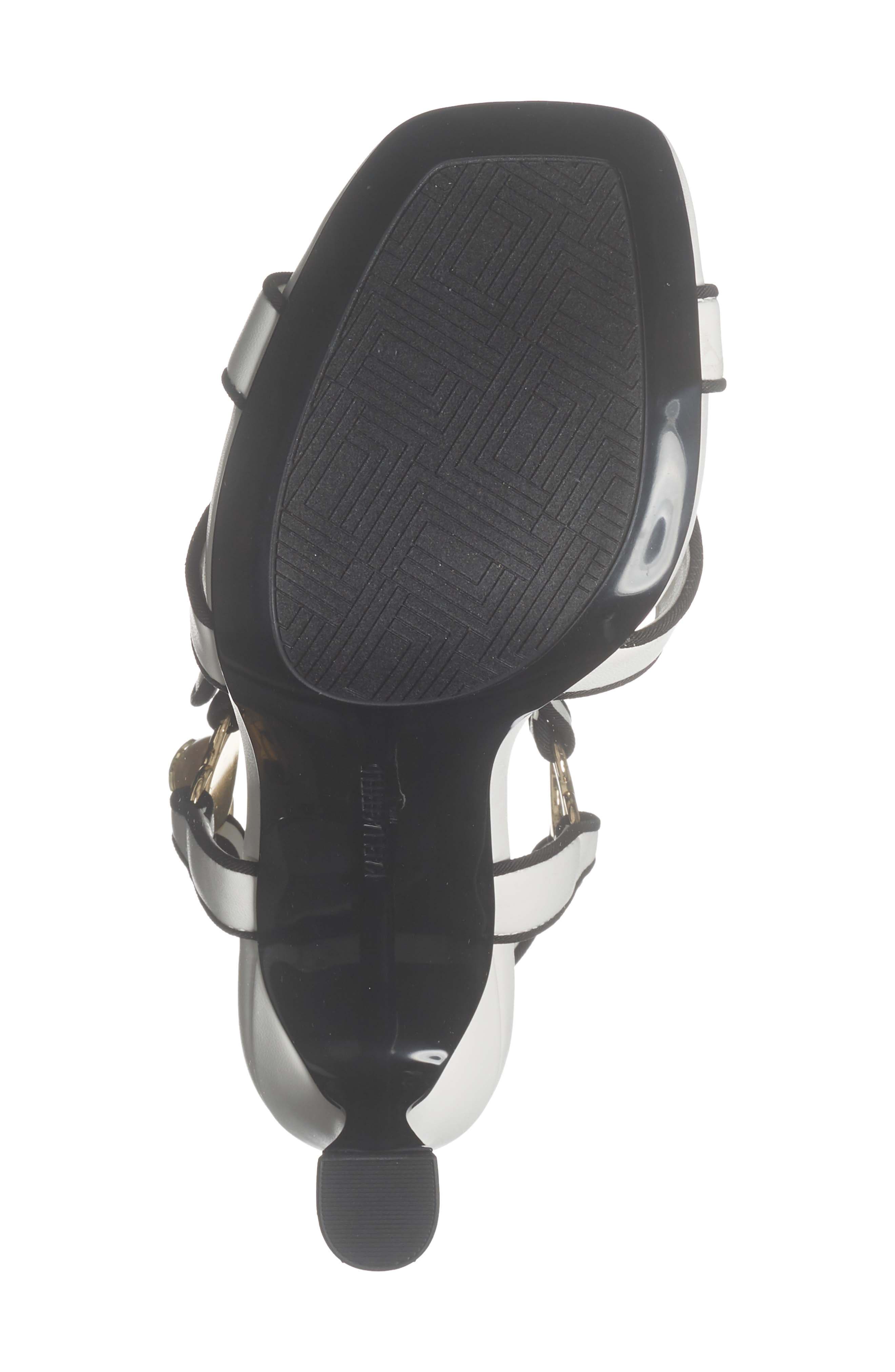 KARL LAGERFELD PARIS Daelin Ankle Strap Sandal, Alternate, color, Bright White/ Black