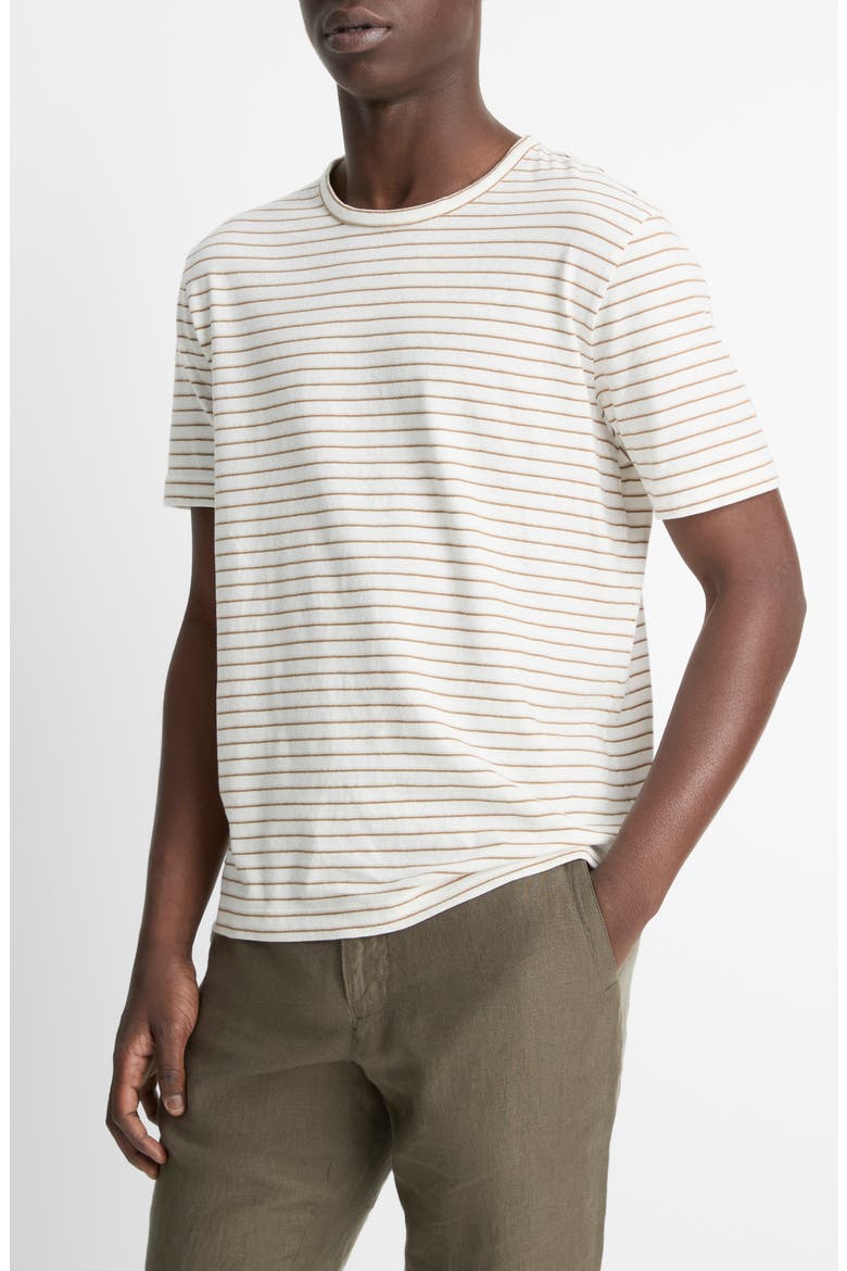 Stripe Linen & Cotton T-Shirt, Alternate, color, NATURAL COMBO