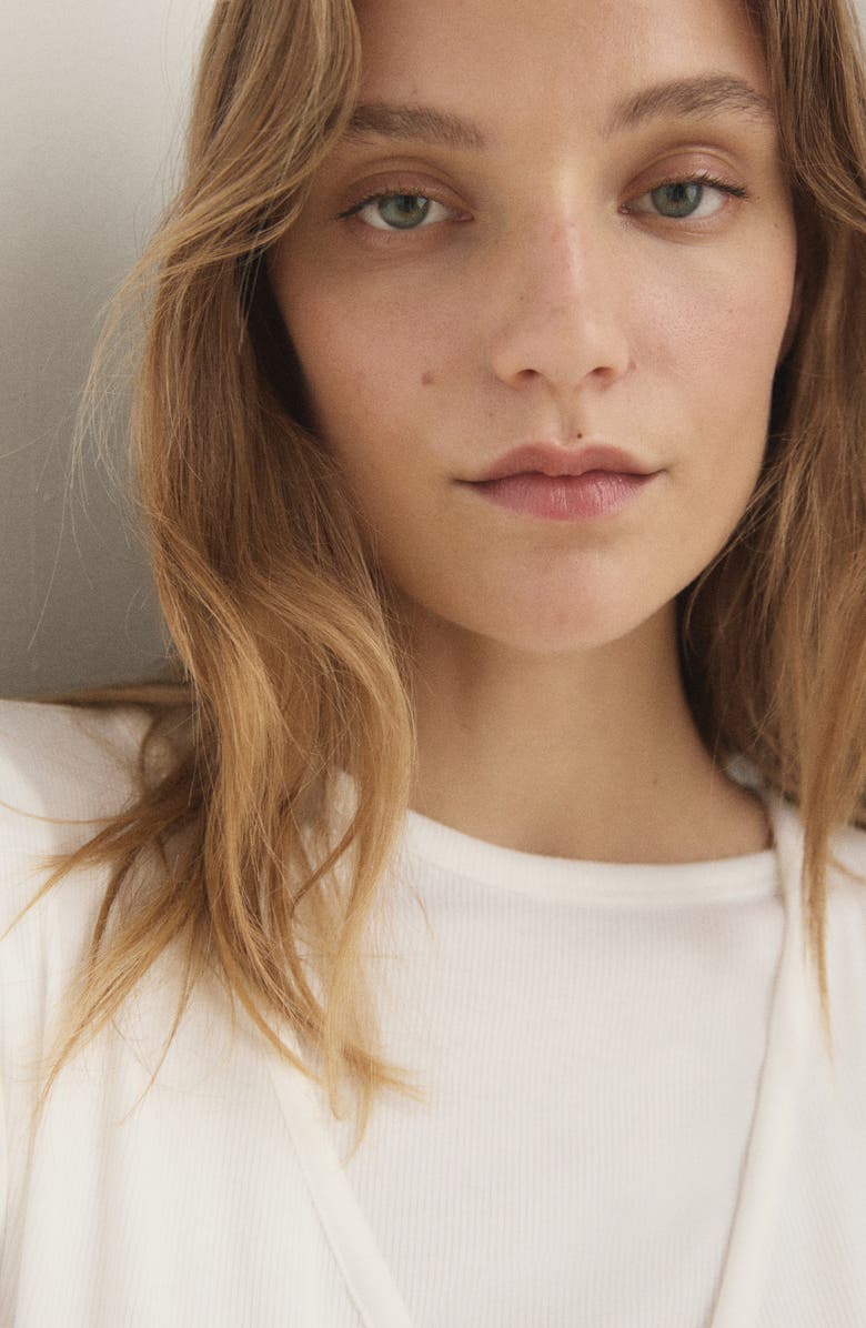 MANGO Wrap Rib Cardigan, Alternate, color, Ivory White