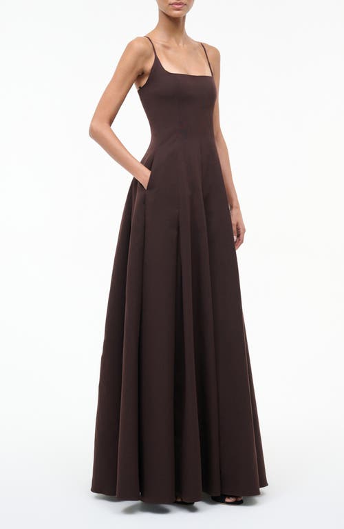 Staud Joy Fit & Flare Maxi Dress In Brown