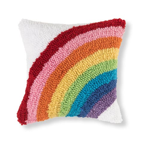 Rainbow Arch Love Hooked Mini Accent Pillow, 8" x 8" All Seasons