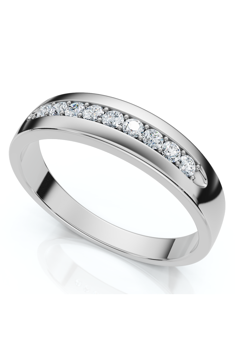 Men's 1/4Ct Polished Diamond Wedding Ring 14k Gold or Platinum Lab Grown EF/VS, Alternate, color, 14k White Gold