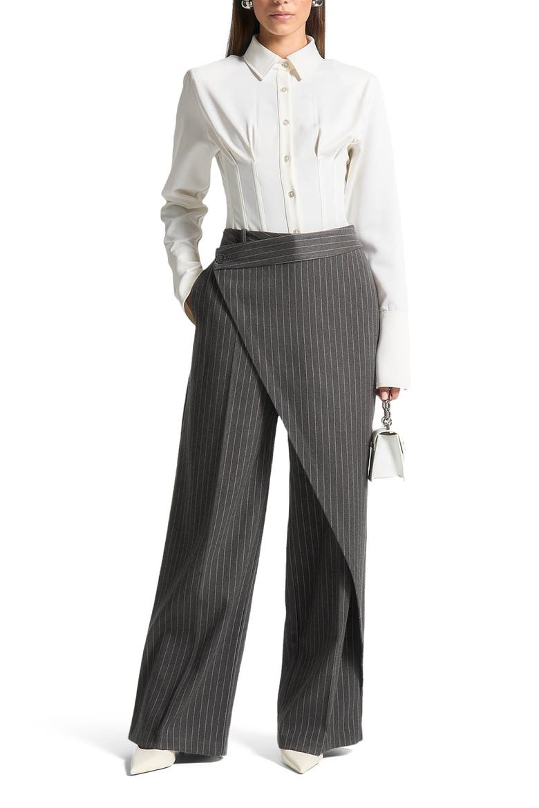 Agnes Corset Shirt Bodysuit, Alternate, color, Off White